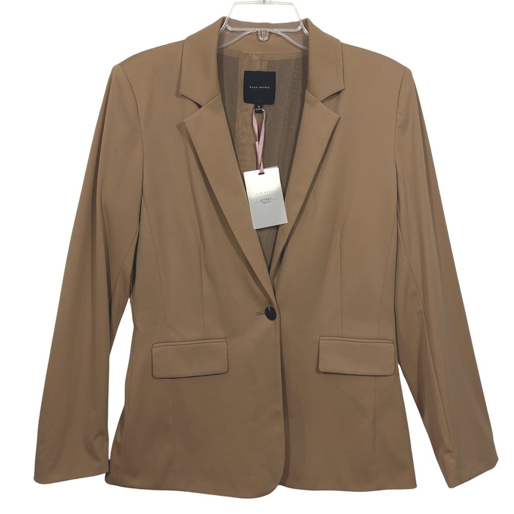 Alex Marie Anastasia Jetset Tech Super Stretch Blazer Tan Camel Size 8 M NWT - Picture 3 of 8